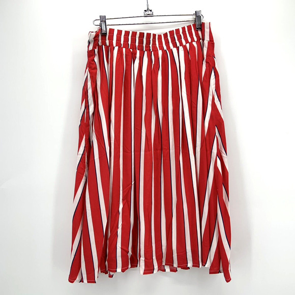 Modcloth Collectif‎ Ornella A-Line Skirt Size 10 Yacht Stripe Red Twee Retro NWT - Picture 3 of 12